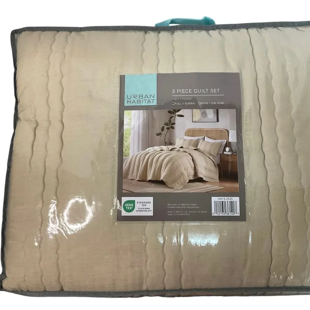 Urban Habitat Dune Gauze 3 Pc Quilt Set Beige Full/Queen